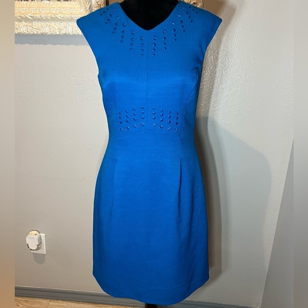 Alex Marie Elegant Blue Sleeveless embroidered Dress